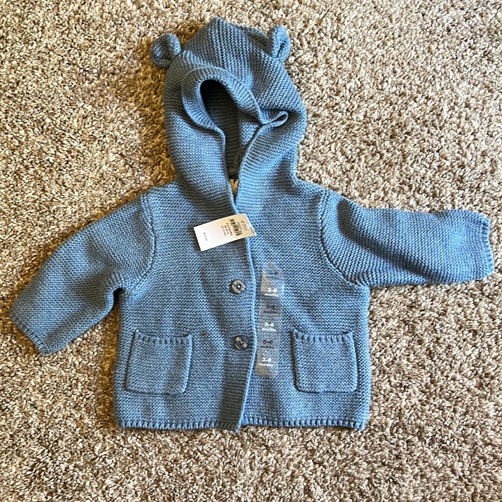 Brand new never worn baby gap hooded knit sweater with ears 3-6 month